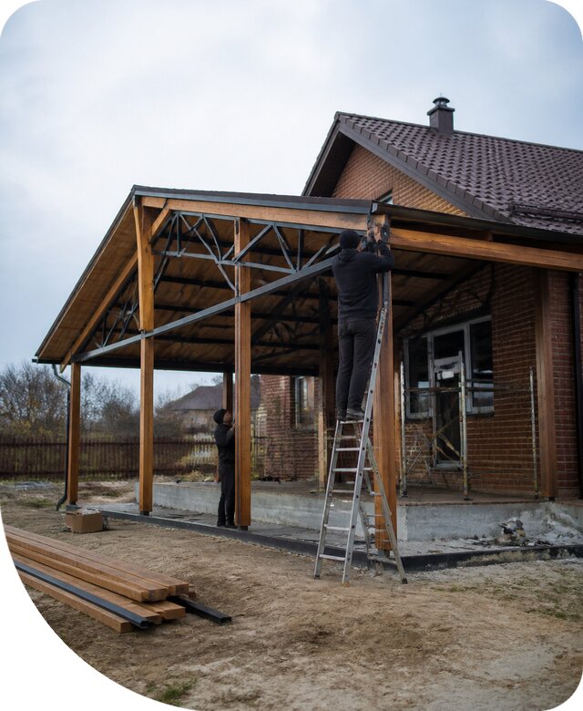 Пристройка навеса к дому и участку в Канаше под ключ
